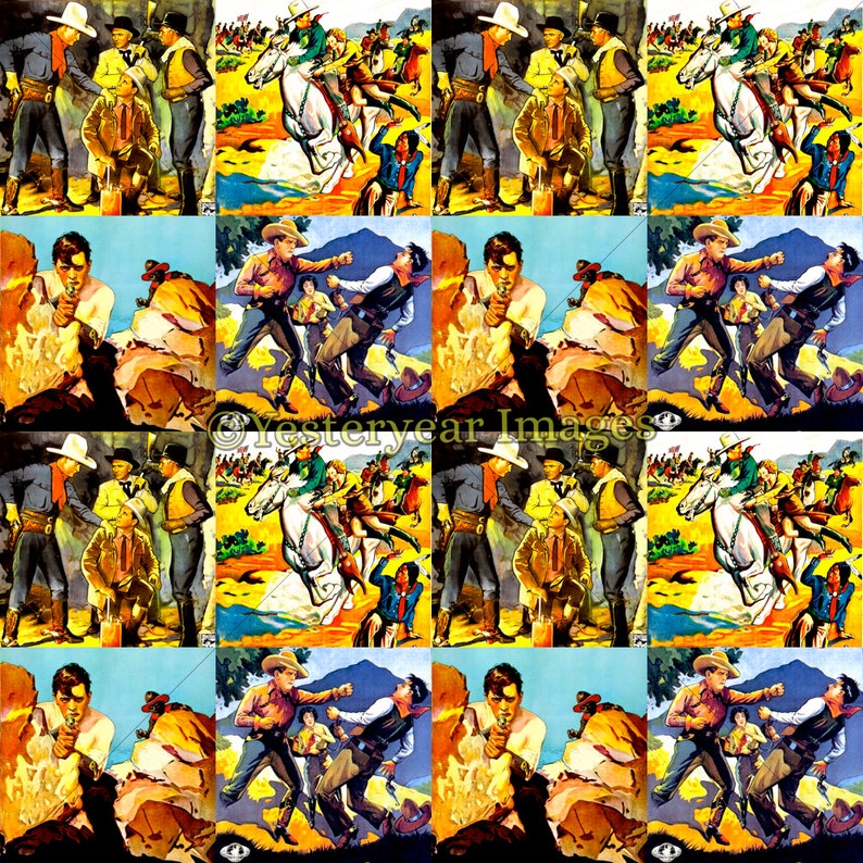 2x2 - Printable Digital Images Collage Sheets Vintage WESTERNS MOVIE Posters Art Instant Download 3 PNG Files 4x4 A 1x1