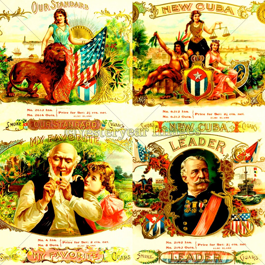vintage cigar labels f printable digital images collage etsy