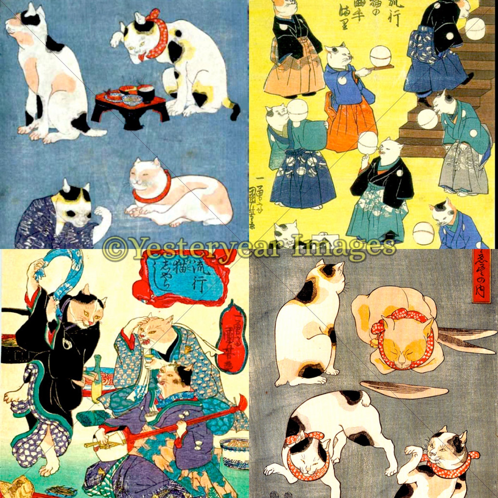 Utagawa Kuniyoshi 17961861 JAPANESE CATS Printable Etsy