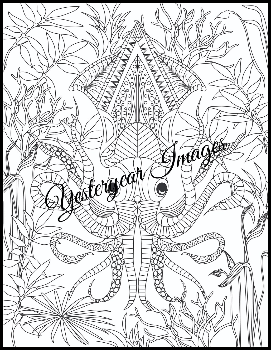 SEA ANIMALS Adult Coloring Pages 4 Printable Digital Jpg | Etsy