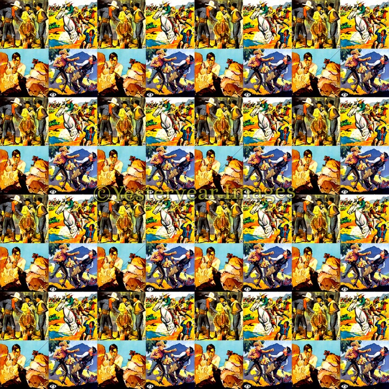 2x2 - Printable Digital Images Collage Sheets Vintage WESTERNS MOVIE Posters Art Instant Download 3 PNG Files 4x4 A 1x1