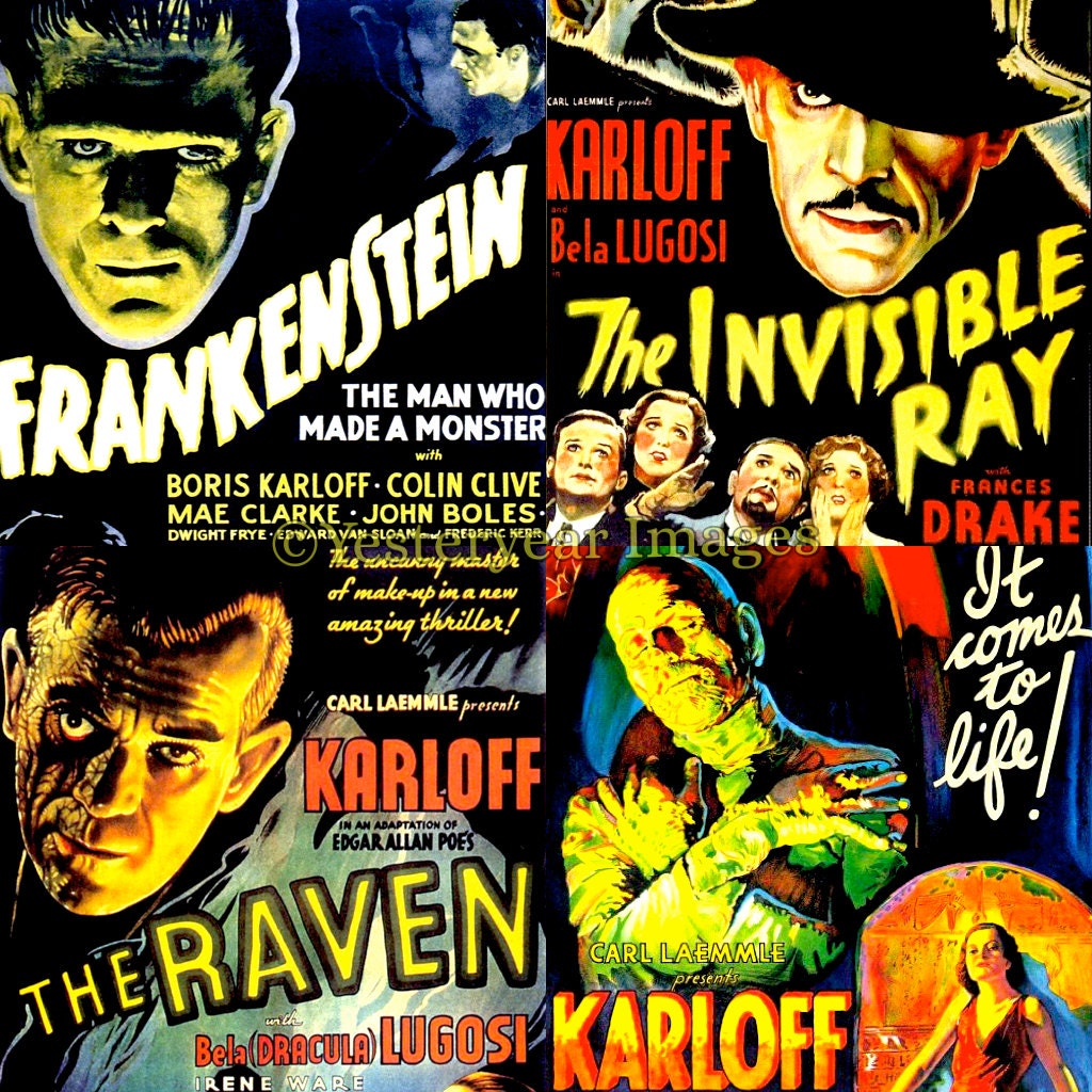 Vintage BORIS KARLOFF Movie Posters Printable Digital Images Etsy