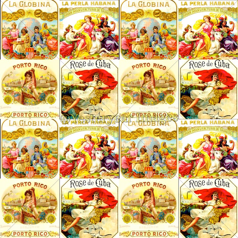 vintage cigar labels b printable digital images collage etsy