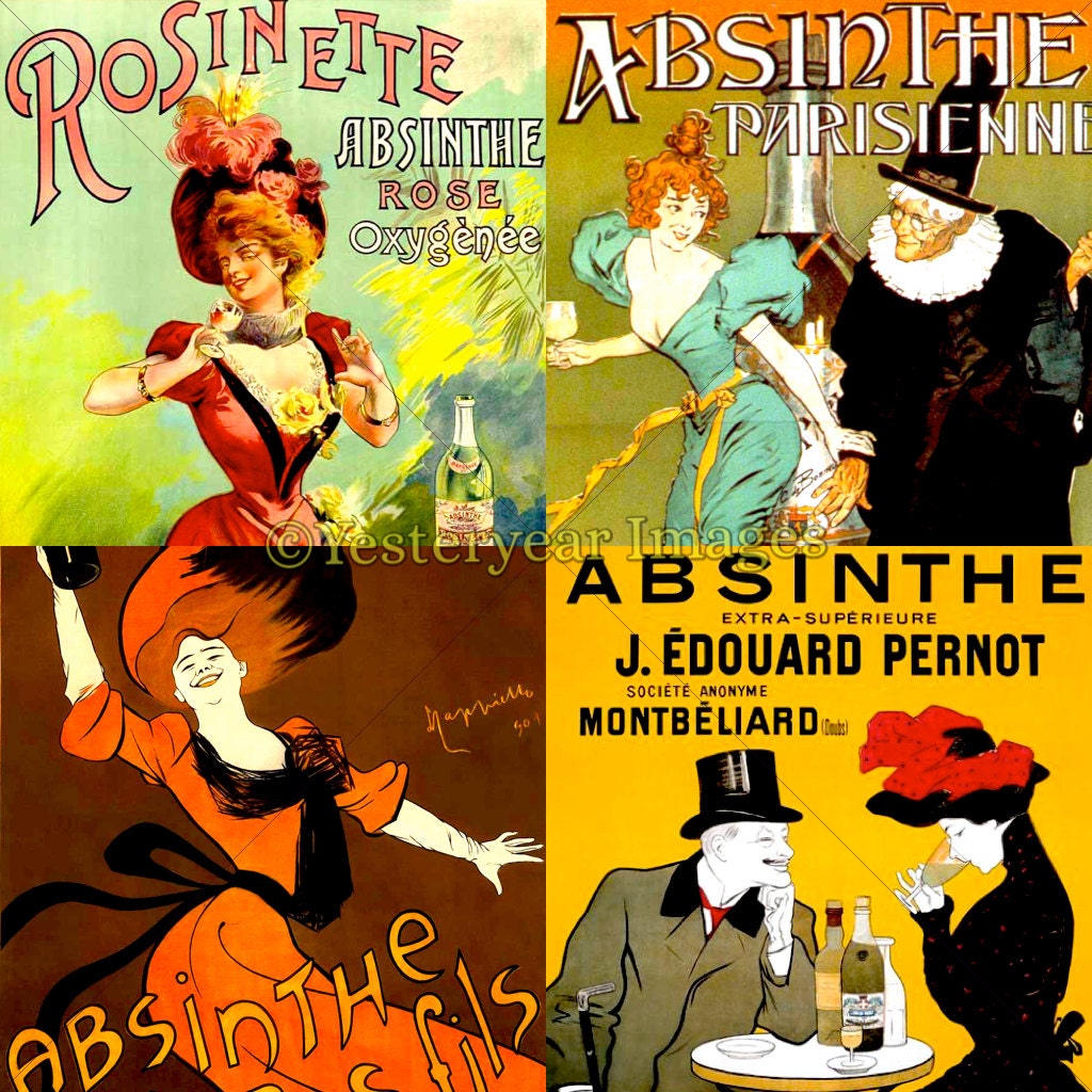 Vintage ABSINTHE POSTERS Printable Digital Images Collage Etsy