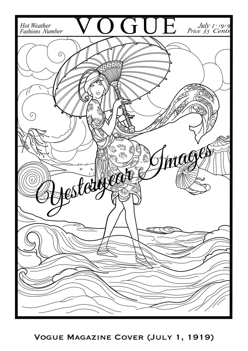 VOGUE MAGAZINE COVERS Adult Coloring Pages 5 Printable | Etsy