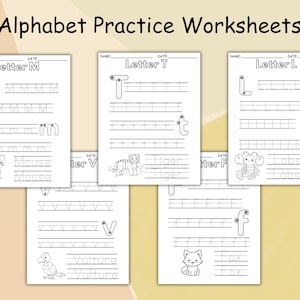 26- Alphabet Tracing Worksheets, Letter Tracing, Handwriting Practice, Preschool, Kindergarten, Montessori, Printable Learning Sheets