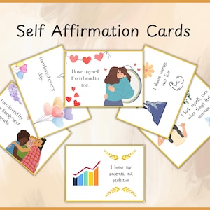 Cartes d'affirmation imprimables | Cartes flash avec citations positives | Estime de soi | Cadeau pour prendre soin de vous | Amour de soi | Manifestation du tableau de visualisation