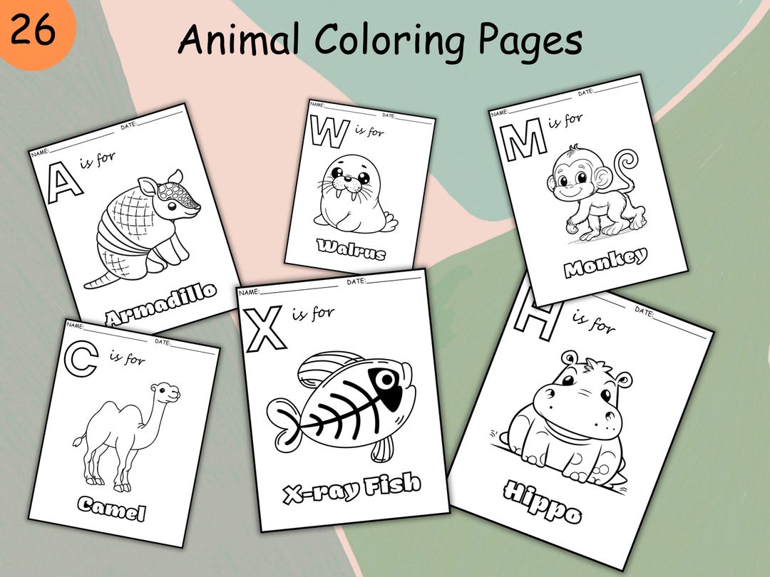 Libro para colorear del alfabeto de animales: Actividad imprimible del ...