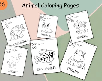 Libro para colorear del alfabeto de animales / ABC imprimible para ...