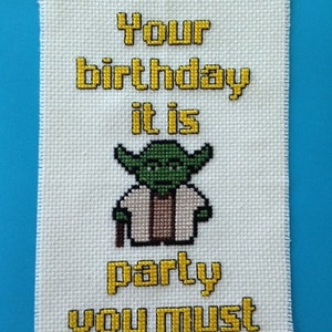 Modèle de point de croix pour carte d'anniversaire Yoda