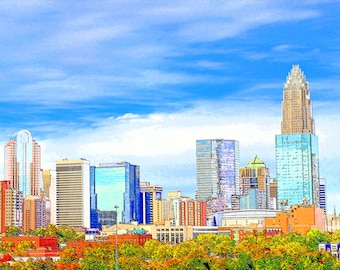 Charlotte Skyline Watercolor