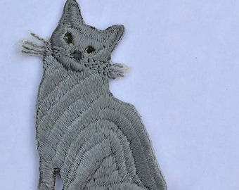 Iron on Cat: gray 2.5" (L) X 2.75" (H)