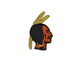 Iron on indian head: 2.0" (L) x 3.25" (H)