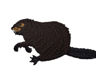 Iron on Beaver: 6.5"L x 3.5 H