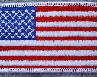 Left Arm Iron on American Flag: 3.50" (L)x 2.25" (H)