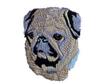 Iron on Pug Head: 2.25" (L) x 3" (H)
