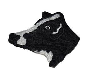 Iron on Cow: 2.75" (L) x 2.25" (H)