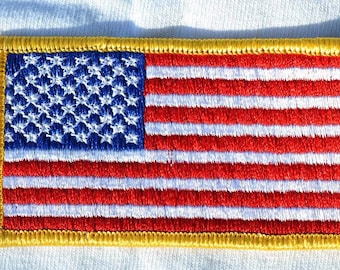 Left Arm Iron on American Flag: 3.50" (L)x 2.25" (H)
