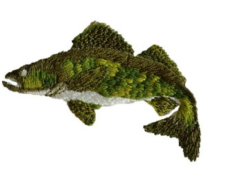 Embroidered Walleye: 3.50" (L) x 2.00" (H)