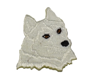 Iron on Siberian husky: white with brown 2.25" (L) x 2.75" (H)