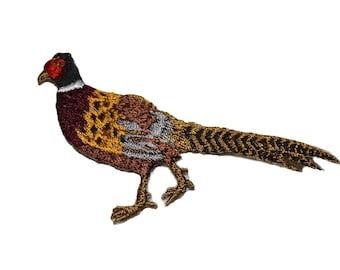 Iron on Pheasant: 4 1/4" (L) x 2.5" (H)