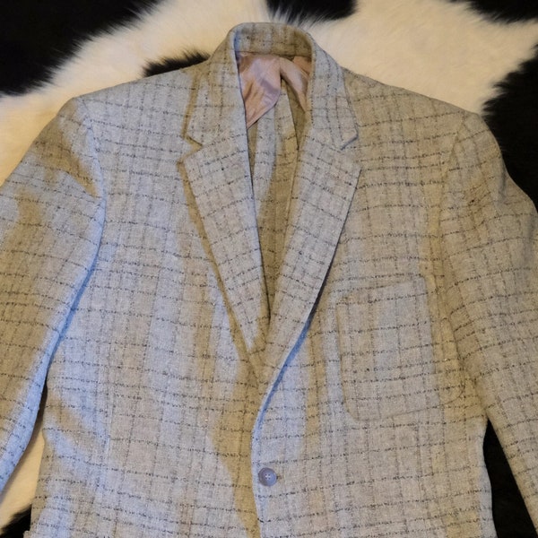 Vintage 1950s ~ CRANES MAYO cream + black fleck blazer ~ Elvis sport coat ~ atomic / rockabilly ~crosshatch ~ 38R