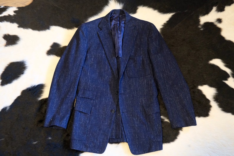 Vintage 1950s VAUGH OF CALI. blue white fleck blazer sport coat rockabilly 39L image 2