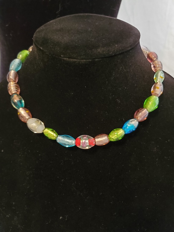 Colorful glass beaded necklace