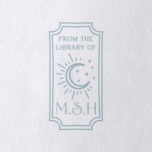 Moon and Stars Book Stamp: Celestial Library Stamp