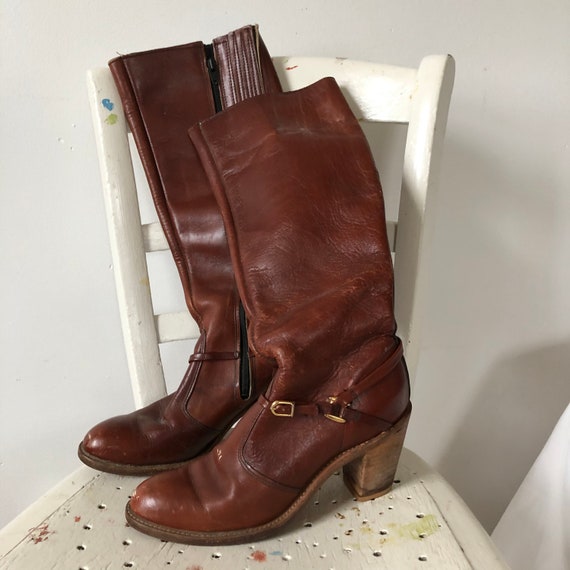 Dingo zipper vintage 70s leather boots 7 half