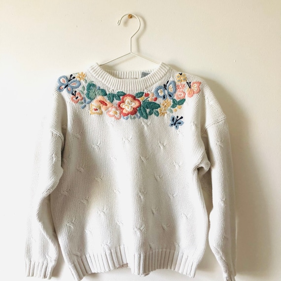 romantic Floral cardigan vintage cardigan floral print Black vintage sweater womens cotton sweater Small or petite sweater jacket