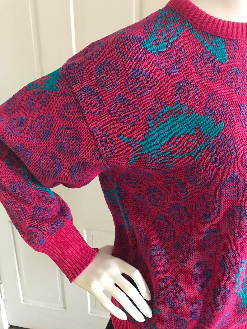 Large hot pink sea life sweater