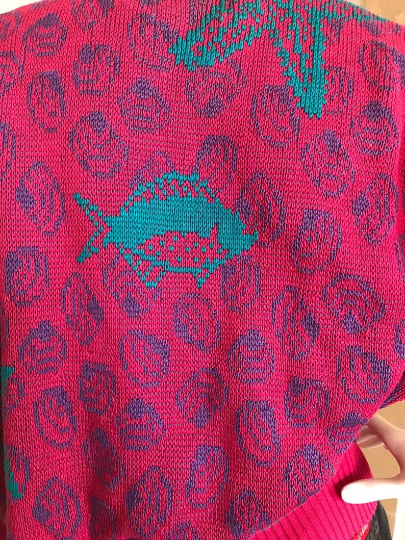 Large hot pink sea life sweater