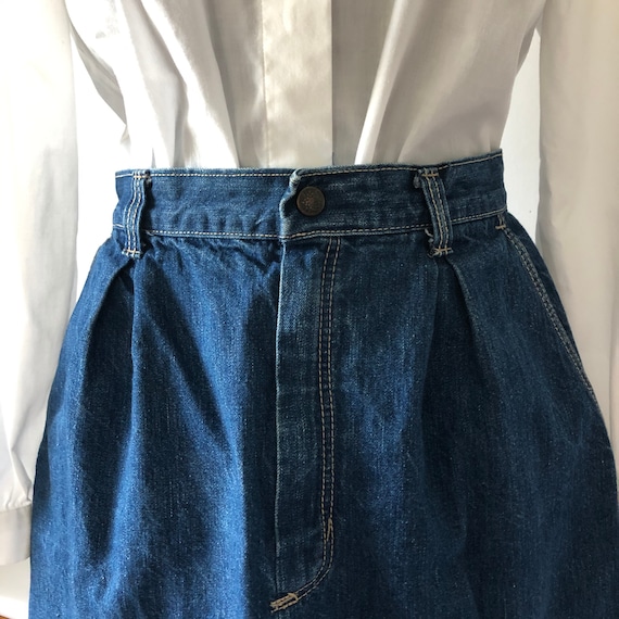 70s vintage pleated with pockets denim skirt STUFF