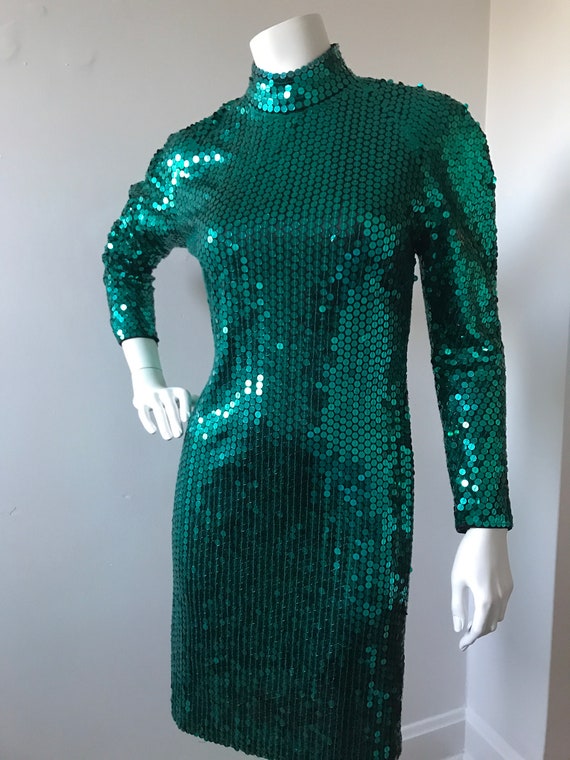 80's Oleg Cassini sequined backless dress