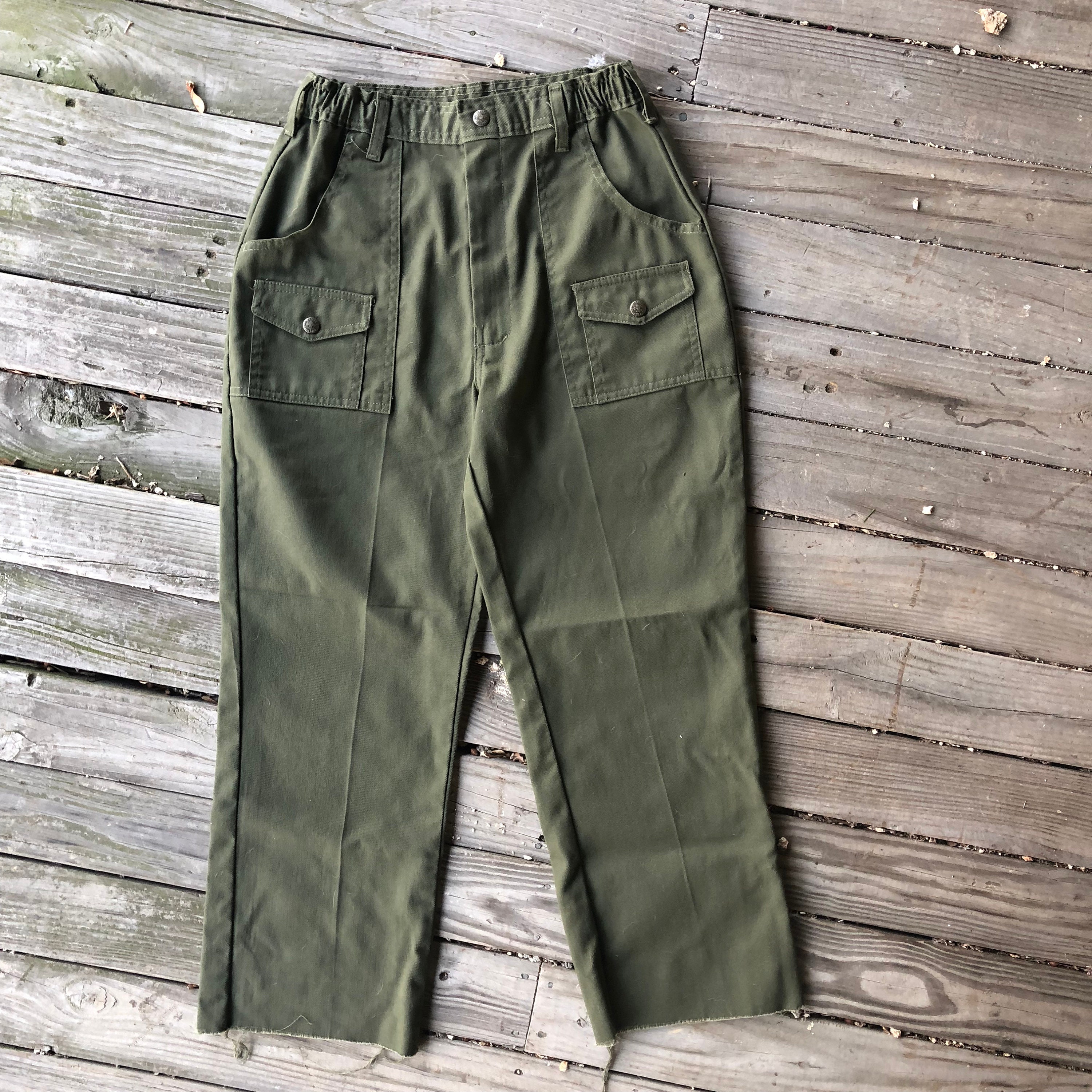 Cropped Boy Scout uniform pants frayed vintage small Etsy