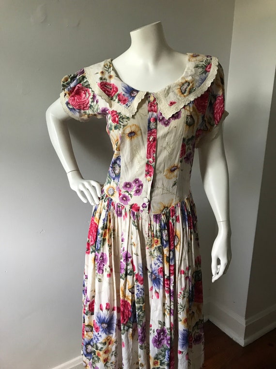 80's floral day dress vintage 80s romantic sweet