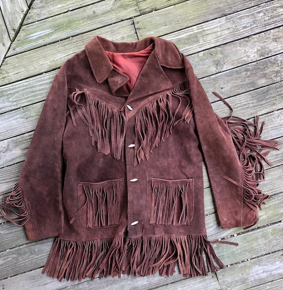 70s brown suede fringe Hippie jacket