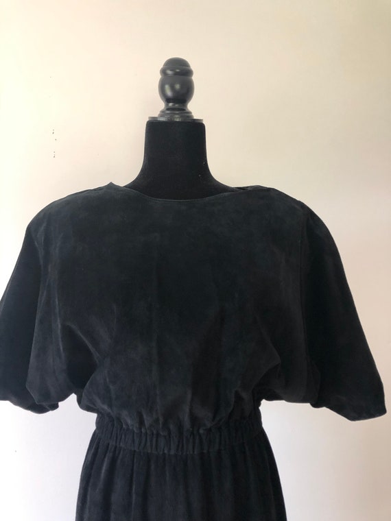 SUEDE 90S DRESS dolman sleeve vent back medium vin
