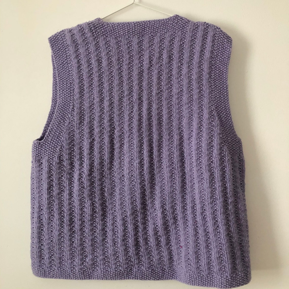 Lavender handmade sweater vest button front v neck large | Etsy