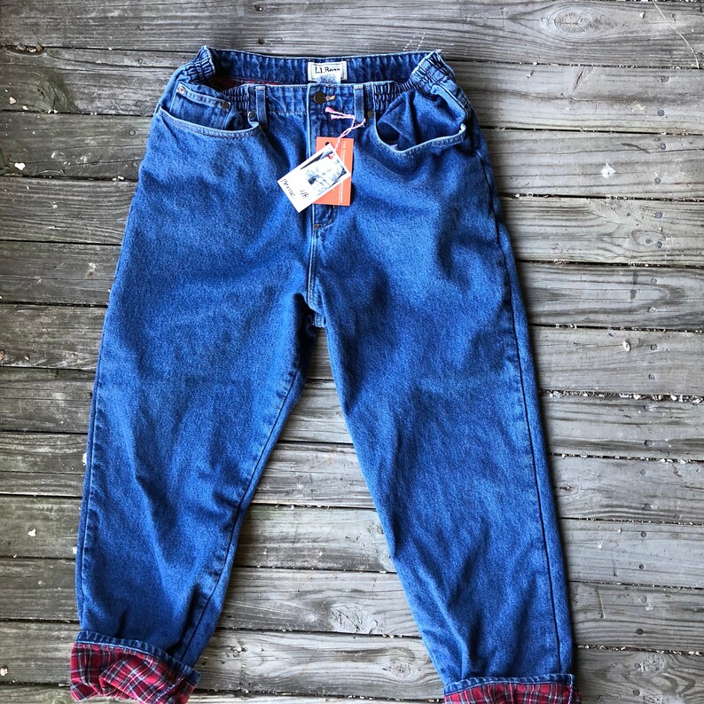 elastic waist flannel lined jeans