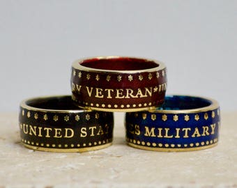 United States Military Veteran Challenge coin ring