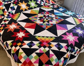 Handmade King Size Quilt – Modern Star Design-Designed by Charisma Horner