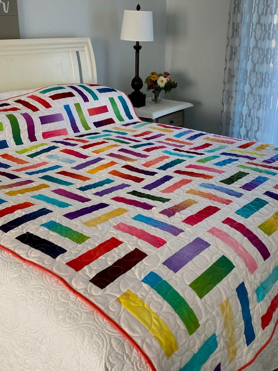 Handmade Quilt for Sale-rainbow Rails Quilt Handmade Quilt | Etsy