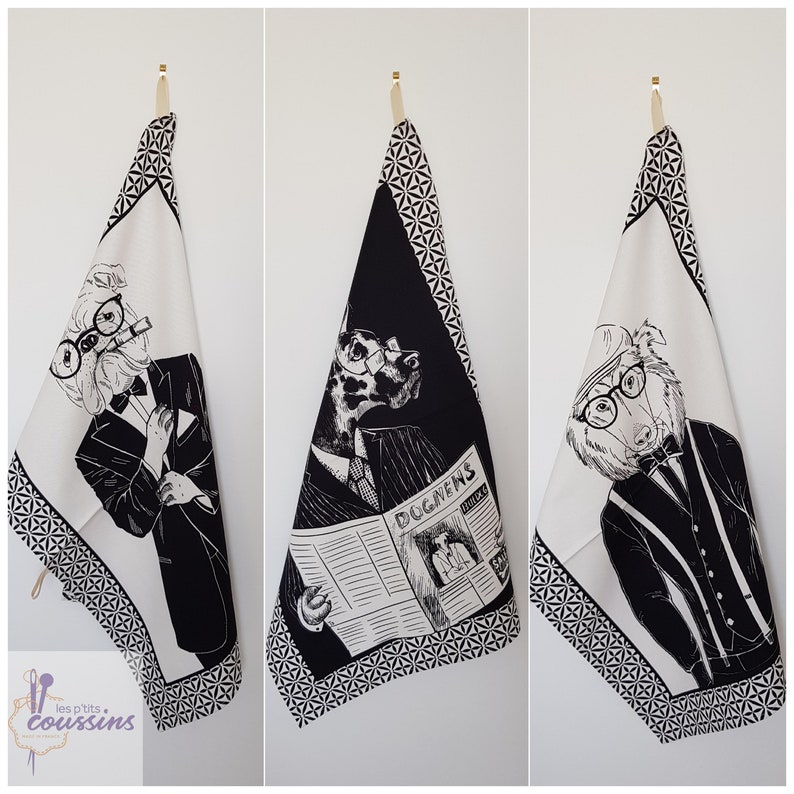 Kitchen towel with black and white cat patterns, hand towel with kitten patterns, household linen image 9