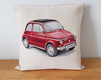 Fiat 500 convertible red cushion cover