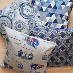 Housse de coussin aux motifs géométriques en bleu et lin image 8