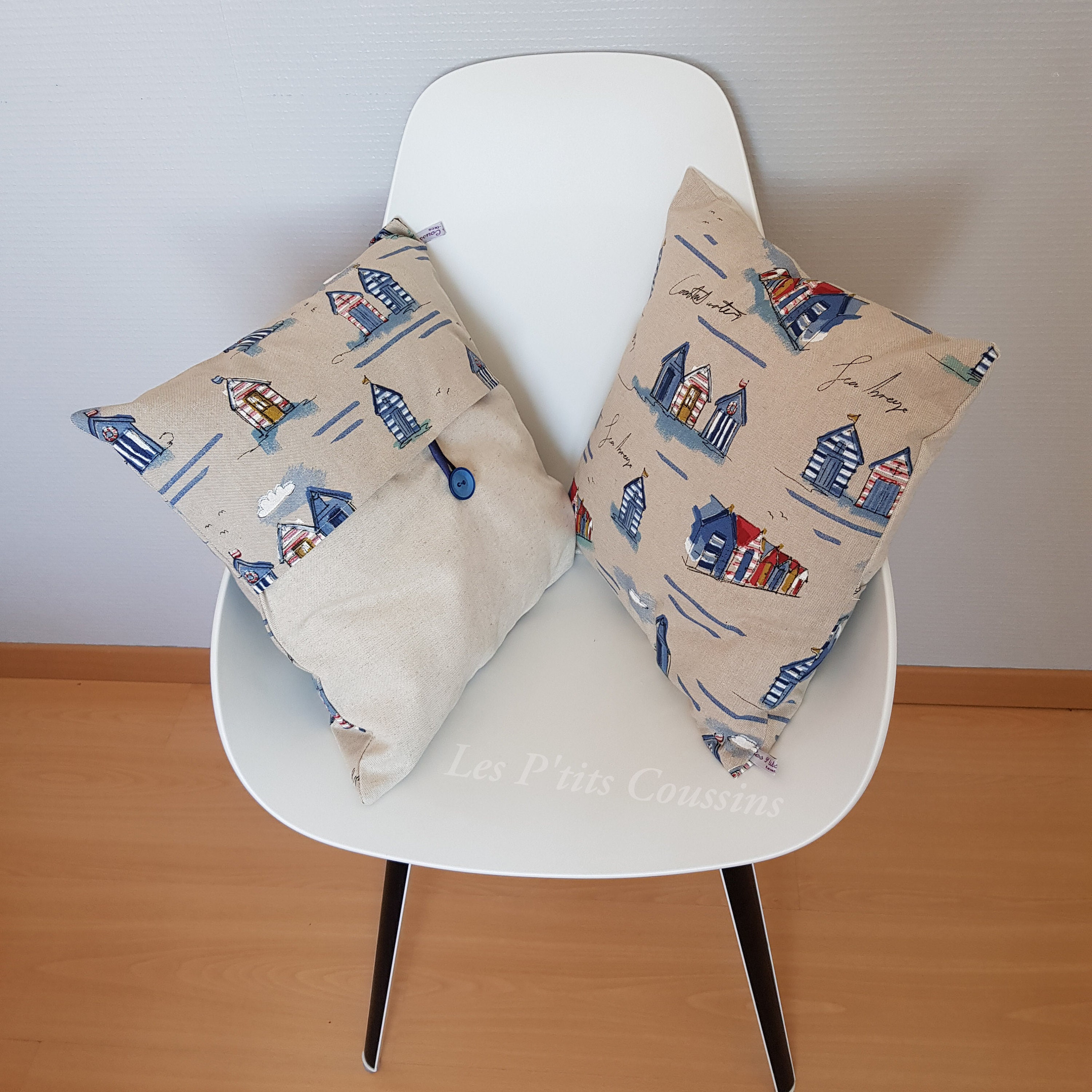 Housse de Coussin Motifs Marins Cabines Plage Style Bord Mer