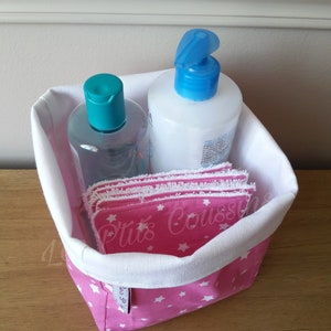 Washable wipe for baby or mother with fairy motifs and organic cotton sponge with matching basket image 9