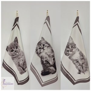 Kitchen towel with black and white cat patterns, hand towel with kitten patterns, household linen image 8